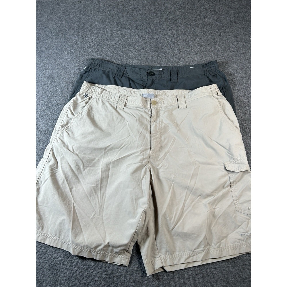 Lot Of 2 Columbia PFG Shorts Men's 40 Beige Gray Fishing Golf Hiking Omni Shade